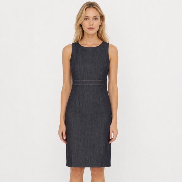 Kasper Dresses & Skirts - Kasper Charcoal Denim Sheath Dress Structured Sleeveless Career Polished SZ‎ 10